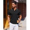 imageCOOFANDY Mens Polo Shirts Short Sleeve Casual Knit Polo Shirt Vintage Golf T Shirts Old Money TopsBlack