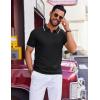 imageCOOFANDY Mens Polo Shirts Short Sleeve Casual Knit Polo Shirt Vintage Golf T Shirts Old Money TopsBlack