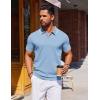 imageCOOFANDY Mens Polo Shirts Short Sleeve Casual Knit Polo Shirt Vintage Golf T Shirts Old Money TopsBlue
