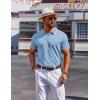 imageCOOFANDY Mens Polo Shirts Short Sleeve Casual Knit Polo Shirt Vintage Golf T Shirts Old Money TopsBlue