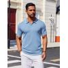 imageCOOFANDY Mens Polo Shirts Short Sleeve Casual Knit Polo Shirt Vintage Golf T Shirts Old Money TopsBlue