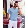 imageCOOFANDY Mens Polo Shirts Short Sleeve Casual Knit Polo Shirt Vintage Golf T Shirts Old Money TopsBlue