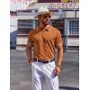 imageCOOFANDY Mens Polo Shirts Short Sleeve Casual Knit Polo Shirt Vintage Golf T Shirts Old Money TopsBrown