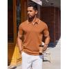 imageCOOFANDY Mens Polo Shirts Short Sleeve Casual Knit Polo Shirt Vintage Golf T Shirts Old Money TopsBrown
