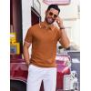 imageCOOFANDY Mens Polo Shirts Short Sleeve Casual Knit Polo Shirt Vintage Golf T Shirts Old Money TopsBrown