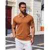 imageCOOFANDY Mens Polo Shirts Short Sleeve Casual Knit Polo Shirt Vintage Golf T Shirts Old Money TopsBrown
