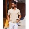 imageCOOFANDY Mens Polo Shirts Short Sleeve Casual Knit Polo Shirt Vintage Golf T Shirts Old Money TopsChampagne