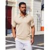 imageCOOFANDY Mens Polo Shirts Short Sleeve Casual Knit Polo Shirt Vintage Golf T Shirts Old Money TopsChampagne
