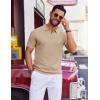 imageCOOFANDY Mens Polo Shirts Short Sleeve Casual Knit Polo Shirt Vintage Golf T Shirts Old Money TopsKhaki