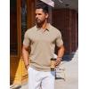 imageCOOFANDY Mens Polo Shirts Short Sleeve Casual Knit Polo Shirt Vintage Golf T Shirts Old Money TopsKhaki