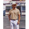 imageCOOFANDY Mens Polo Shirts Short Sleeve Casual Knit Polo Shirt Vintage Golf T Shirts Old Money TopsKhaki