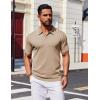 imageCOOFANDY Mens Polo Shirts Short Sleeve Casual Knit Polo Shirt Vintage Golf T Shirts Old Money TopsKhaki
