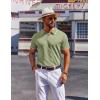 imageCOOFANDY Mens Polo Shirts Short Sleeve Casual Knit Polo Shirt Vintage Golf T Shirts Old Money TopsLight Green