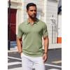 imageCOOFANDY Mens Polo Shirts Short Sleeve Casual Knit Polo Shirt Vintage Golf T Shirts Old Money TopsLight Green