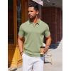 imageCOOFANDY Mens Polo Shirts Short Sleeve Casual Knit Polo Shirt Vintage Golf T Shirts Old Money TopsLight Green