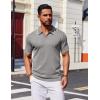 imageCOOFANDY Mens Polo Shirts Short Sleeve Casual Knit Polo Shirt Vintage Golf T Shirts Old Money TopsLight Grey