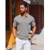 imageCOOFANDY Mens Polo Shirts Short Sleeve Casual Knit Polo Shirt Vintage Golf T Shirts Old Money TopsLight Grey