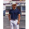 imageCOOFANDY Mens Polo Shirts Short Sleeve Casual Knit Polo Shirt Vintage Golf T Shirts Old Money TopsNavy Blue