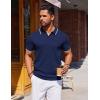 imageCOOFANDY Mens Polo Shirts Short Sleeve Casual Knit Polo Shirt Vintage Golf T Shirts Old Money TopsNavy Blue