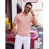 imageCOOFANDY Mens Polo Shirts Short Sleeve Casual Knit Polo Shirt Vintage Golf T Shirts Old Money TopsPink