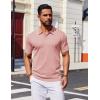 imageCOOFANDY Mens Polo Shirts Short Sleeve Casual Knit Polo Shirt Vintage Golf T Shirts Old Money TopsPink