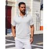 imageCOOFANDY Mens Polo Shirts Short Sleeve Casual Knit Polo Shirt Vintage Golf T Shirts Old Money TopsWhite