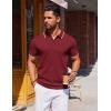 imageCOOFANDY Mens Polo Shirts Short Sleeve Casual Knit Polo Shirt Vintage Golf T Shirts Old Money TopsWine Red
