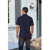 imageCOOFANDY Mens Polo Shirts Short Sleeve Casual Shirts with PocketNavy Blue