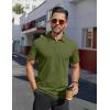 imageCOOFANDY Mens Polo Shirts Short Sleeve Moisture Wicking Golf Shirt Fashion Casual Collared TShirtArmy Green