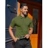 imageCOOFANDY Mens Polo Shirts Short Sleeve Moisture Wicking Golf Shirt Fashion Casual Collared TShirtArmy Green