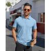 imageCOOFANDY Mens Polo Shirts Short Sleeve Moisture Wicking Golf Shirt Fashion Casual Collared TShirtLight Blue
