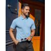 imageCOOFANDY Mens Polo Shirts Short Sleeve Moisture Wicking Golf Shirt Fashion Casual Collared TShirtLight Blue