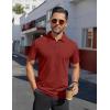 imageCOOFANDY Mens Polo Shirts Short Sleeve Moisture Wicking Golf Shirt Fashion Casual Collared TShirtWine Red