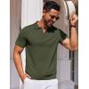 imageCOOFANDY Mens Short Sleeve Polo Shirts Zipper Knit Collar Shirt Lightweight Golf Polo ShirtArmy Green
