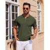 imageCOOFANDY Mens Short Sleeve Polo Shirts Zipper Knit Collar Shirt Lightweight Golf Polo ShirtArmy Green