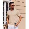 imageCOOFANDY Mens Short Sleeve Polo Shirts Zipper Knit Collar Shirt Lightweight Golf Polo ShirtBeige