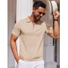 imageCOOFANDY Mens Short Sleeve Polo Shirts Zipper Knit Collar Shirt Lightweight Golf Polo ShirtBeige