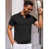 imageCOOFANDY Mens Short Sleeve Polo Shirts Zipper Knit Collar Shirt Lightweight Golf Polo ShirtBlack