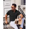 imageCOOFANDY Mens Short Sleeve Polo Shirts Zipper Knit Collar Shirt Lightweight Golf Polo ShirtBlack