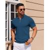 imageCOOFANDY Mens Short Sleeve Polo Shirts Zipper Knit Collar Shirt Lightweight Golf Polo ShirtBlue