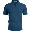 imageCOOFANDY Mens Short Sleeve Polo Shirts Zipper Knit Collar Shirt Lightweight Golf Polo ShirtBlue