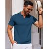 imageCOOFANDY Mens Short Sleeve Polo Shirts Zipper Knit Collar Shirt Lightweight Golf Polo ShirtBlue