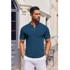 imageCOOFANDY Mens Short Sleeve Polo Shirts Zipper Knit Collar Shirt Lightweight Golf Polo ShirtBlue