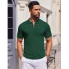 imageCOOFANDY Mens Short Sleeve Polo Shirts Zipper Knit Collar Shirt Lightweight Golf Polo ShirtDark Green