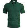 imageCOOFANDY Mens Short Sleeve Polo Shirts Zipper Knit Collar Shirt Lightweight Golf Polo ShirtDark Green