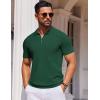 imageCOOFANDY Mens Short Sleeve Polo Shirts Zipper Knit Collar Shirt Lightweight Golf Polo ShirtDark Green