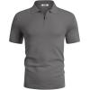 imageCOOFANDY Mens Short Sleeve Polo Shirts Zipper Knit Collar Shirt Lightweight Golf Polo ShirtDark Grey