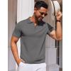 imageCOOFANDY Mens Short Sleeve Polo Shirts Zipper Knit Collar Shirt Lightweight Golf Polo ShirtDark Grey