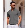 imageCOOFANDY Mens Short Sleeve Polo Shirts Zipper Knit Collar Shirt Lightweight Golf Polo ShirtDark Grey