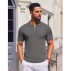 imageCOOFANDY Mens Short Sleeve Polo Shirts Zipper Knit Collar Shirt Lightweight Golf Polo ShirtDark Grey